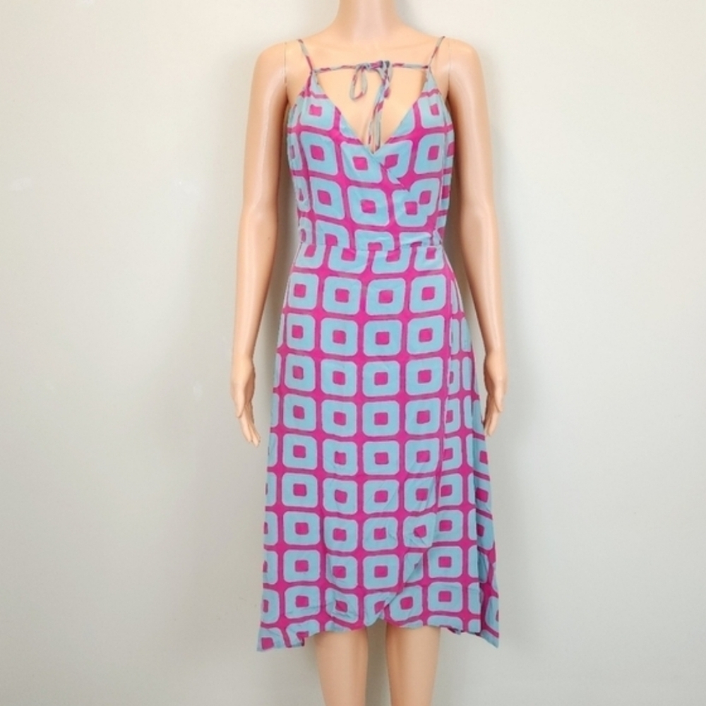 New TIBI Spaghetti Straps Wrap Midi Dress